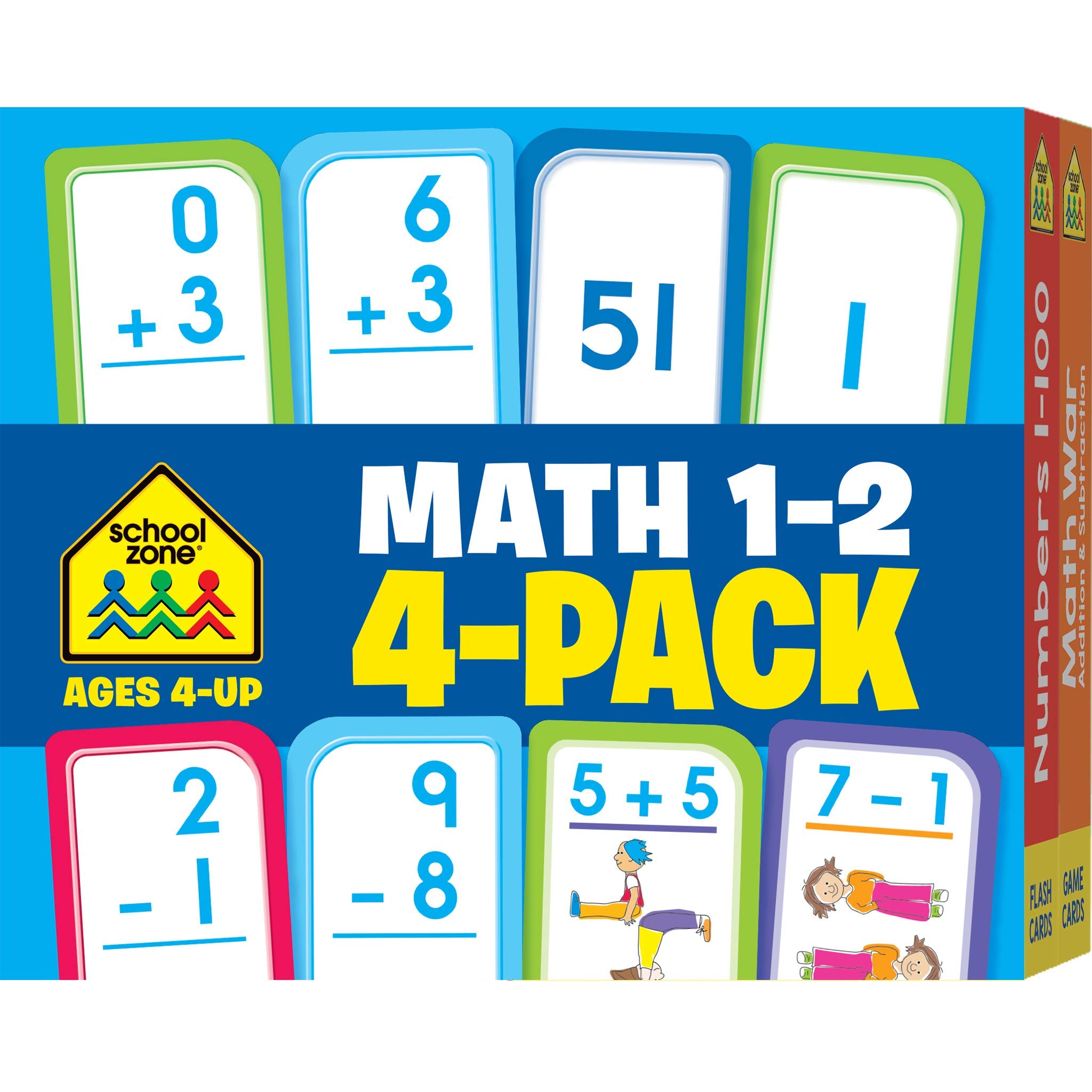 School Zone - Math 1-2 Flash Card 4-Pack - Ages 4+, Addition, Subtraction,  Numbers 0-100, Math War Game, and More (Flash Card 4-pk) : School Zone:  Amazon.ca: Toys & Games