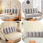 cjc Double-Sided Large Headboard Pillow, Bed Cushion Wedge Pillow for Back Support with Removable Cover, Long Headboard Pillows for Bedside, Bedroom, Sofa Reading, Size 59x7.8x19.7 inch/Grey