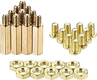 Vista 8 de uxcell M4 - Espaciador hexagonal de latón de 0.669 in+0.236 in macho-hembra, kit de tuercas roscadas para placa base PCB, placa de circuito