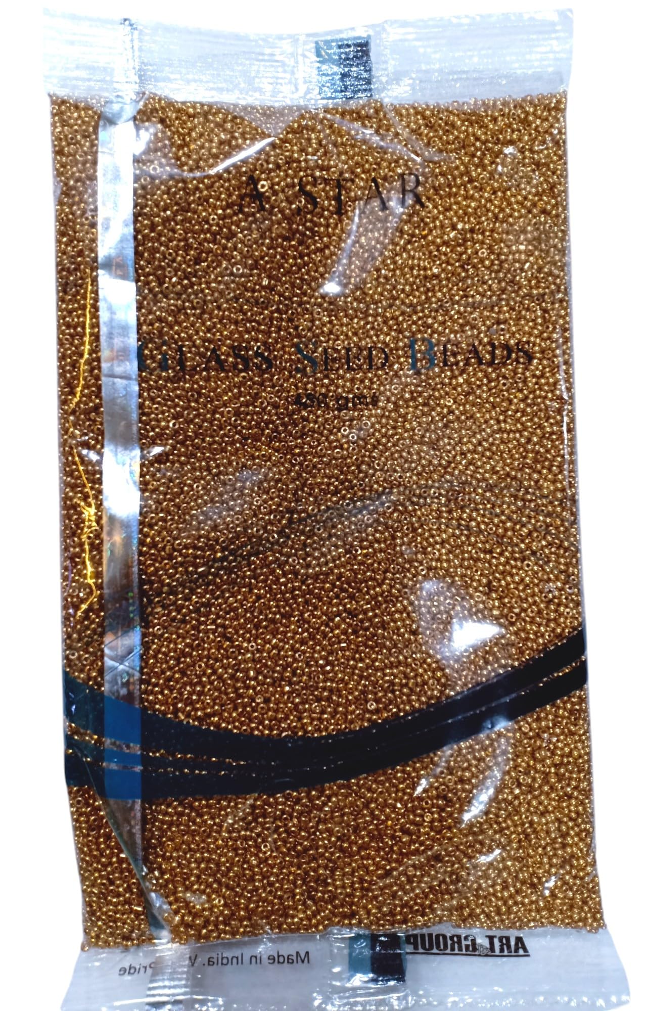 The Unique ® Astar (Original) Seed Beads Or A Star Sugar Beads Dull Gold Pack of 450 Grams for Embroidery Maggam/Aari Work.