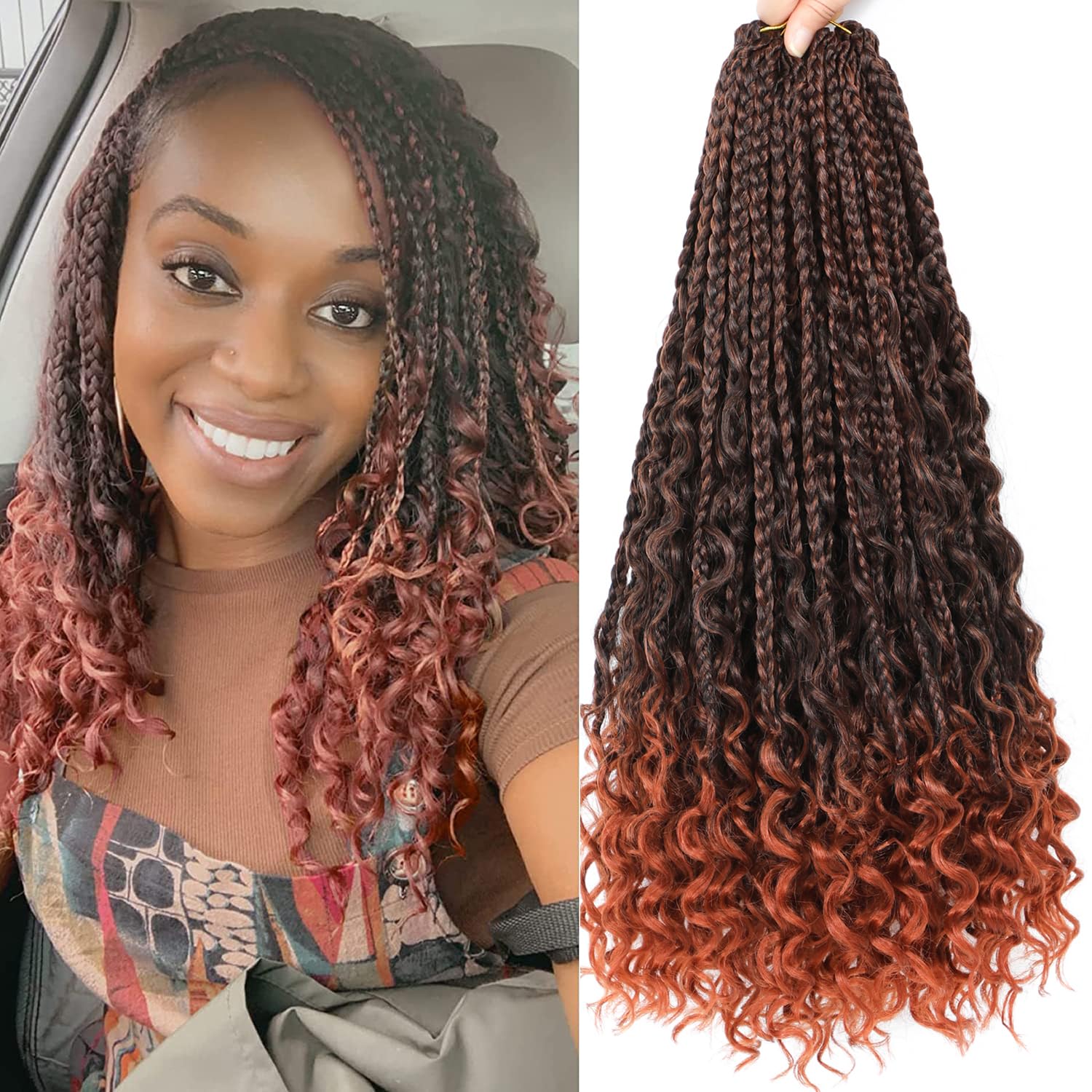 Boho Goddess Braids Crochet Hair for Black Women 22 Inch 8 Packs Bohemian Crochet Braids Hair Extensions with Curly Ends Boho Box (T350