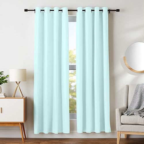 Miniatura 27 de Cortinas opacas para oscurecer la habitación, con aislamiento térmico y ojales, para sala de estar, bunglow (2 paneles, negro, 72 x 45 pulgadas)