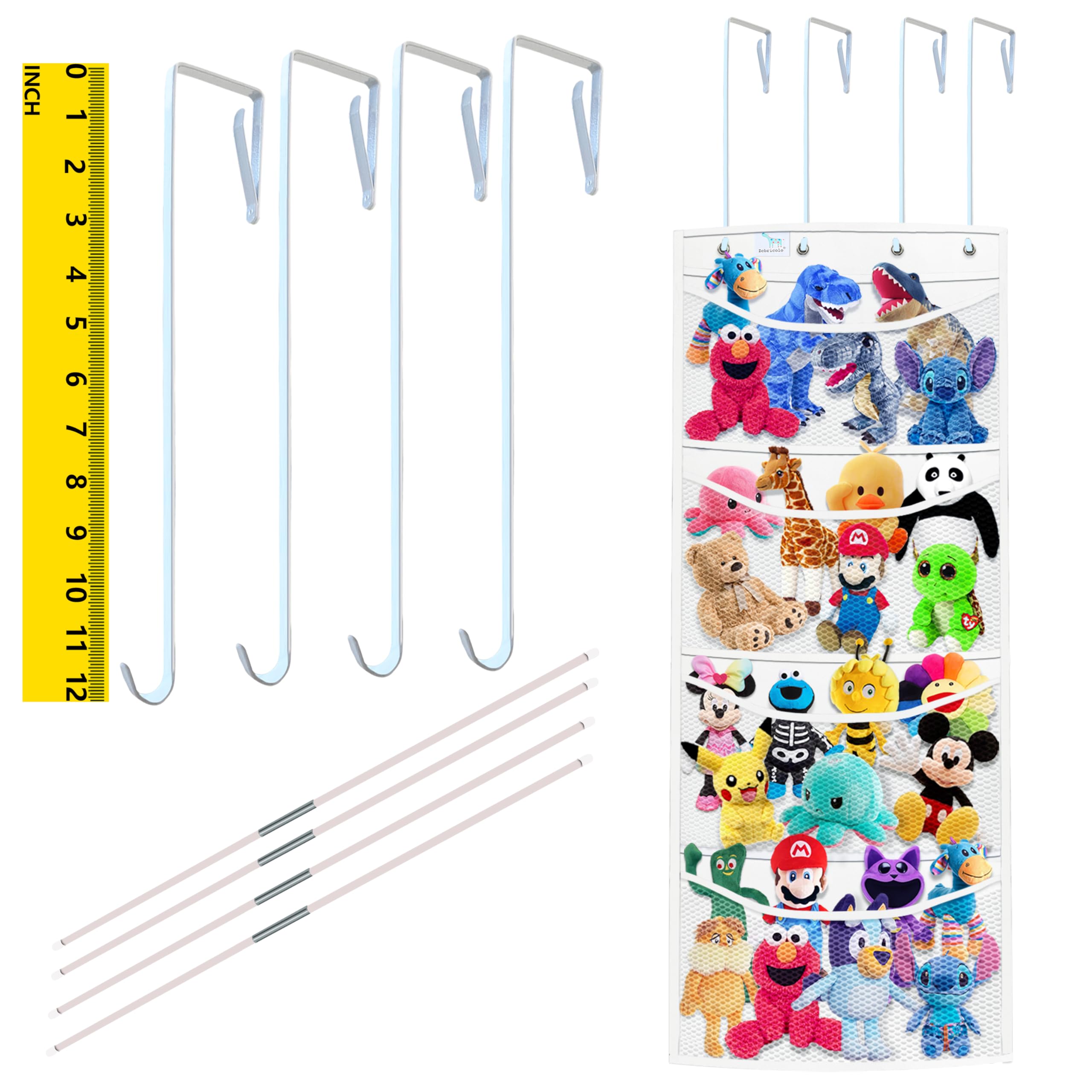Rangement pour animaux en peluche et grand organisateur pour animaux suspendu au-dessus
