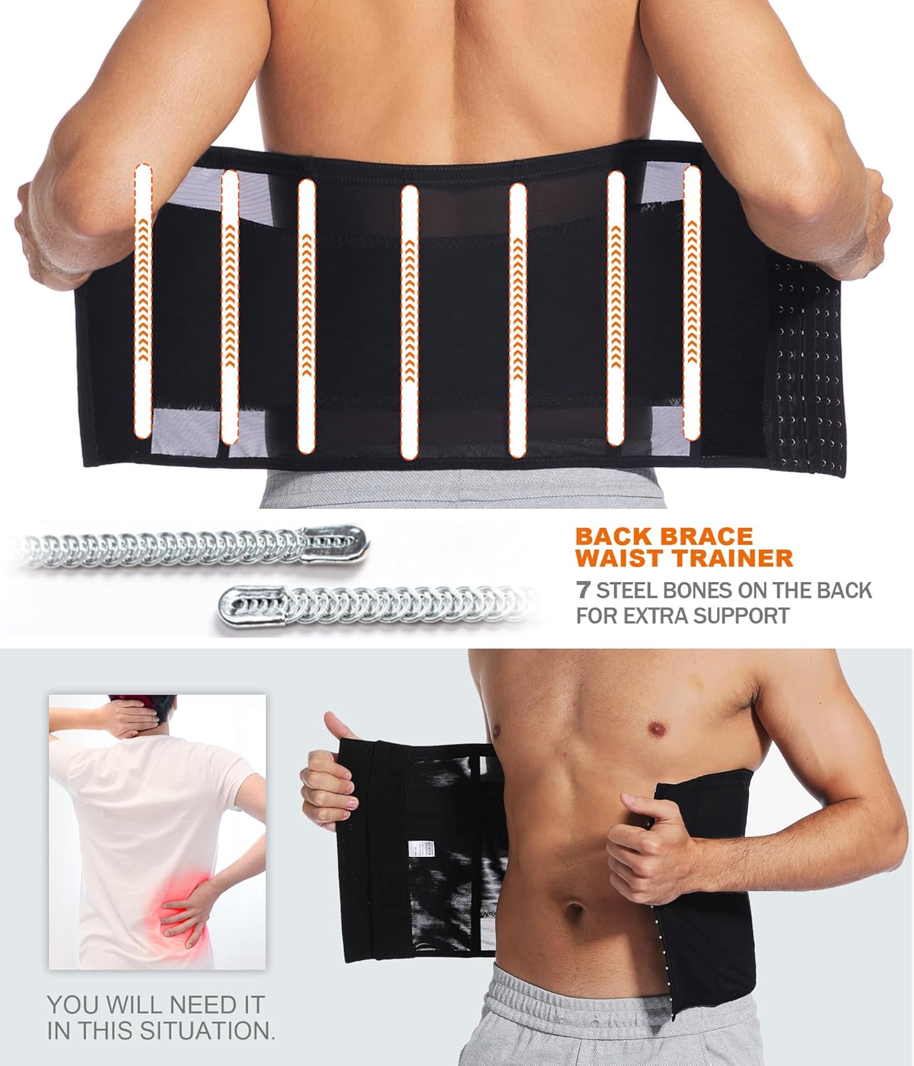 Mens Waist Trainer Trimmer Tummy Control Shapewear Slimming Girdle Stomach Band Back Support Body Shaper Belt - Image 3