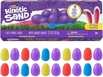 20-Pack Eggs, Easter Basket Stuffers, Includes 3.3lbs (3 Colors) Moldable Play Sand for Egg Hunts, Sensory Toys, Party Favors & Goodie Bags