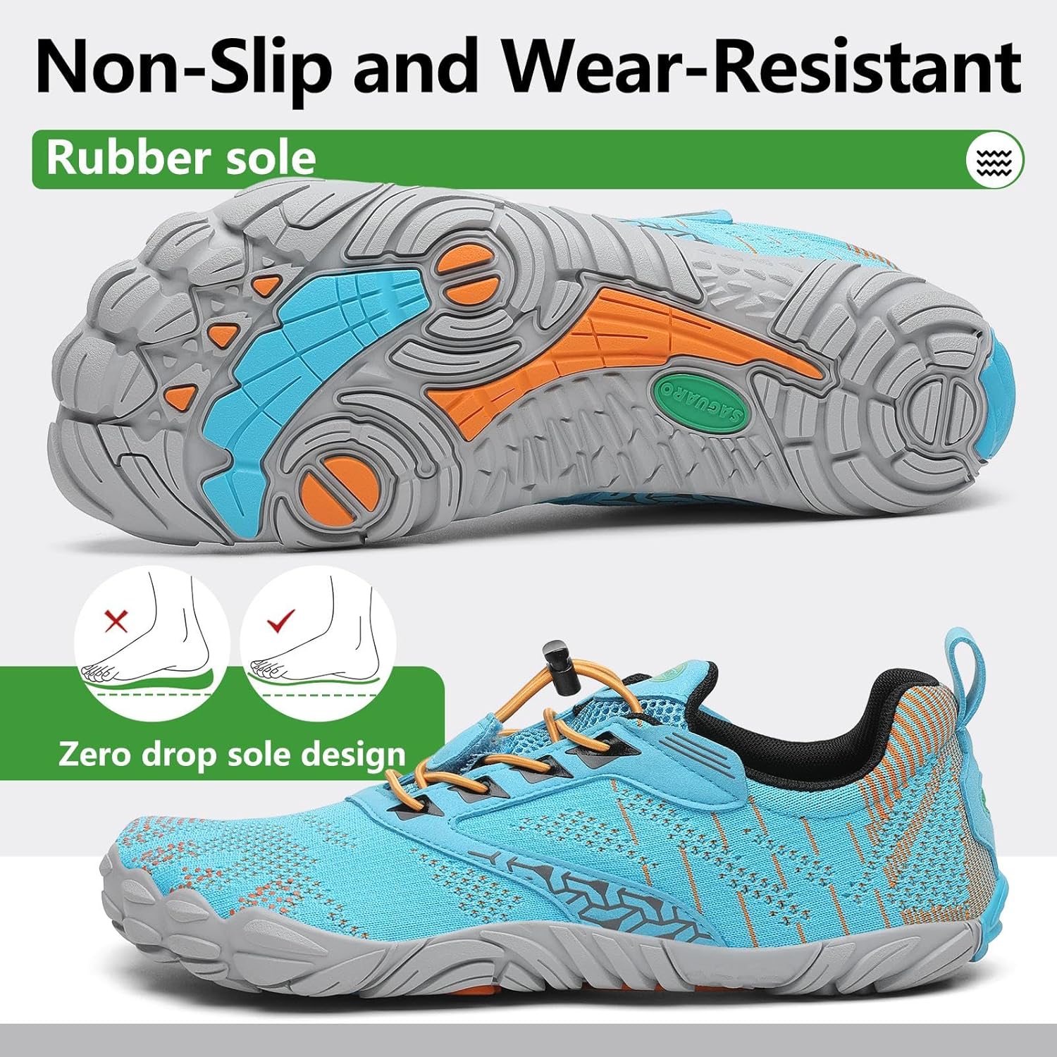 SAGUARO Unisex Barfußschuhe Damen Minimalistische Fitnessschuhe Herren Outdoor Wanderschuhe Traillaufschuhe Gr.36-48 - Image 4
