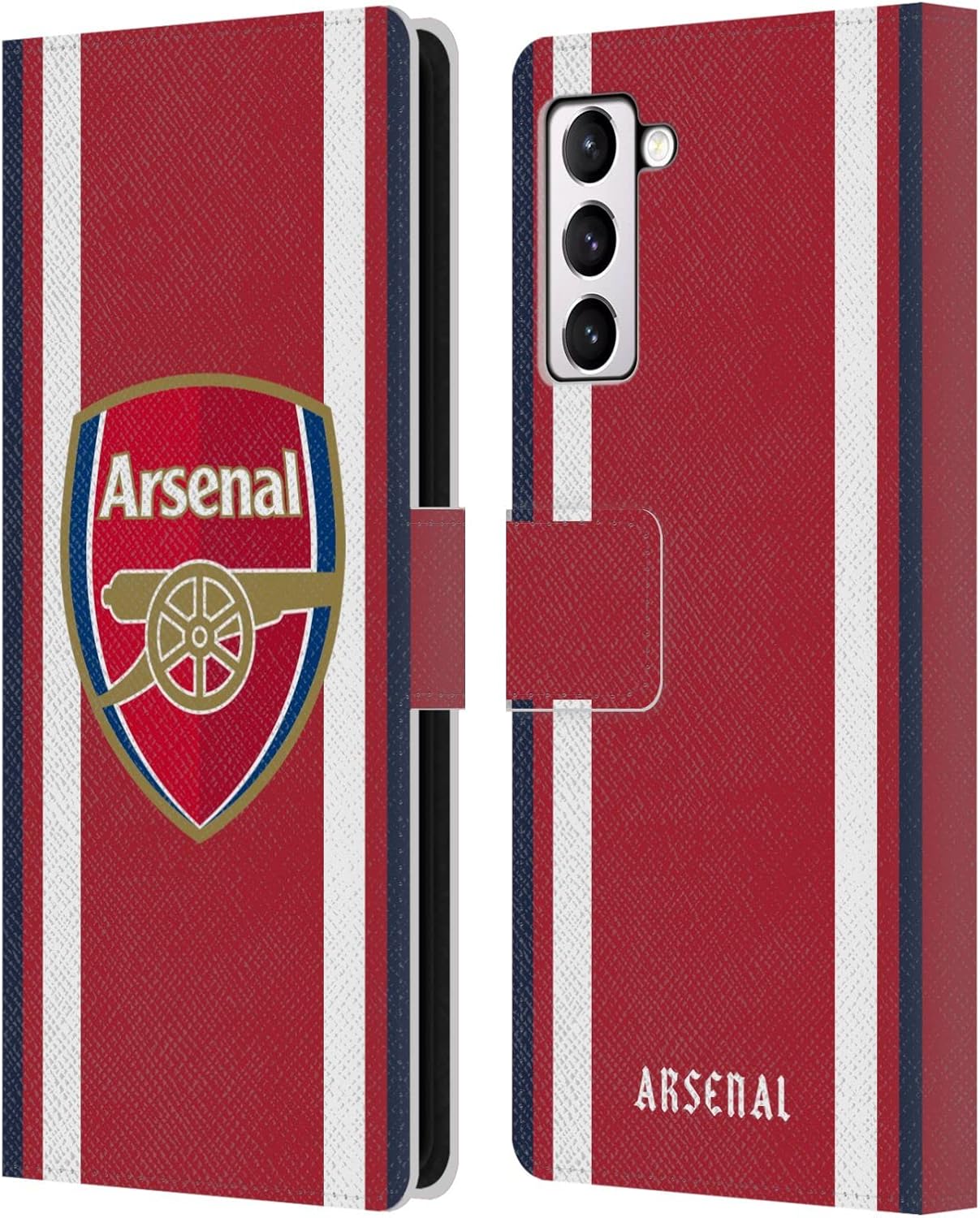 Head Case Designs Officially Licensed Arsenal FC Home 2021/22 Crest Kit Leather Wallet Case Compatible with Samsung Galaxy S21+ 5G