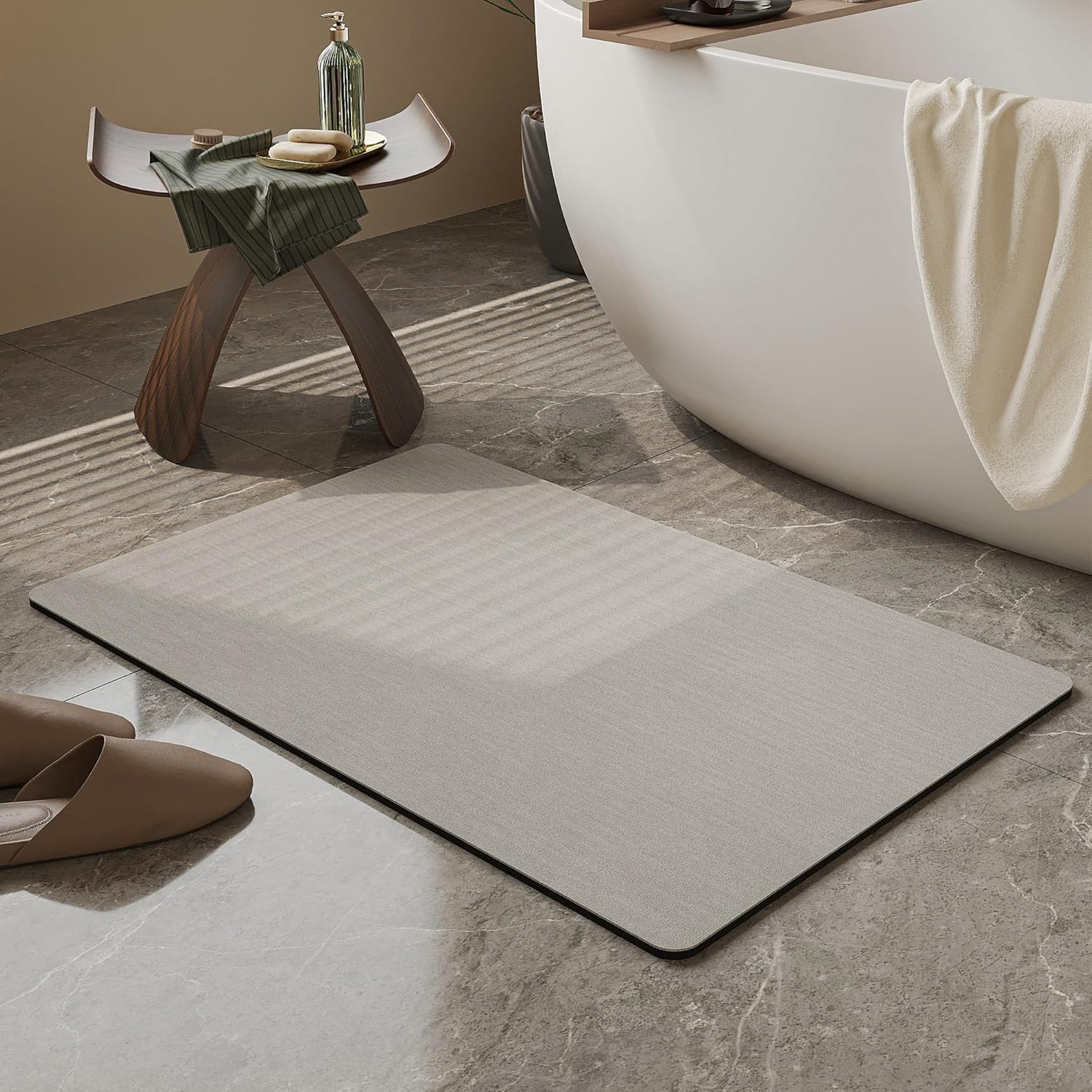 Mecko Bath Mat Rug, Rubber Non-Slip Quick Dry Absorbent Thin Bathroom Rugs Fit Under Door Bathroom Floor Mats-Shower Rug for in Front of Bathtub, Sink, Shower Room(Light Grey,16″x24″) Mecko Bath Mat Rug, Rubber Non-Slip Quick Dry Absorbent Thin Bathroom Rugs Fit Under Door Bathroom Floor Mats-Shower Rug for in Front of Bathtub, Sink, Shower Room(Light Grey,16″x24″)