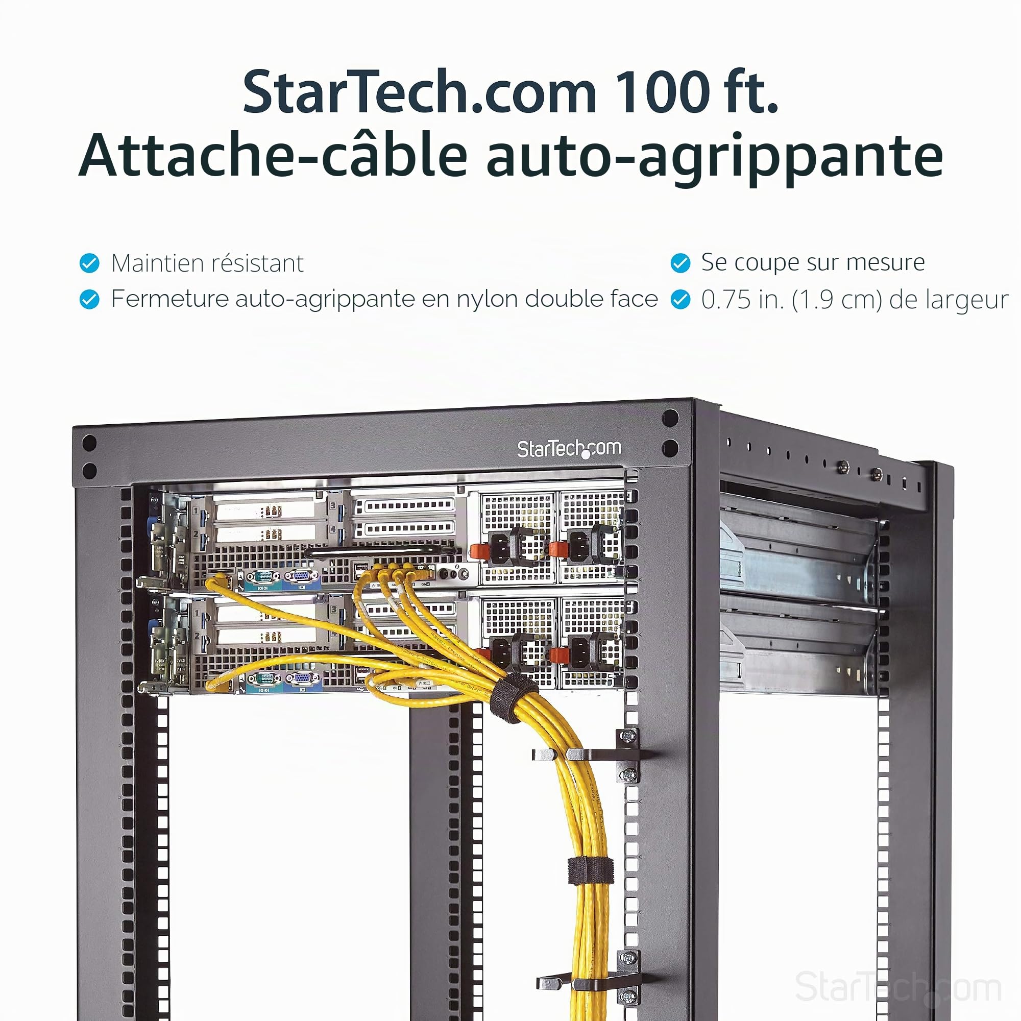 StarTech.com Attaches de câble à boucles auto-agrippantes en vrac - Rouleau de 30,4 m - Sangle pour câbles sur mesure - Noir (HKLP100)