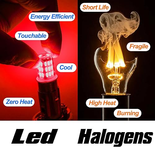 Miniatura 5 de Bombillas LED de 12 V 1156 BA15S rojo 1003 1141 7506 rojo brillante, base de un solo contacto de bayoneta de CC, AC10-24V DC10-30 voltios LED de