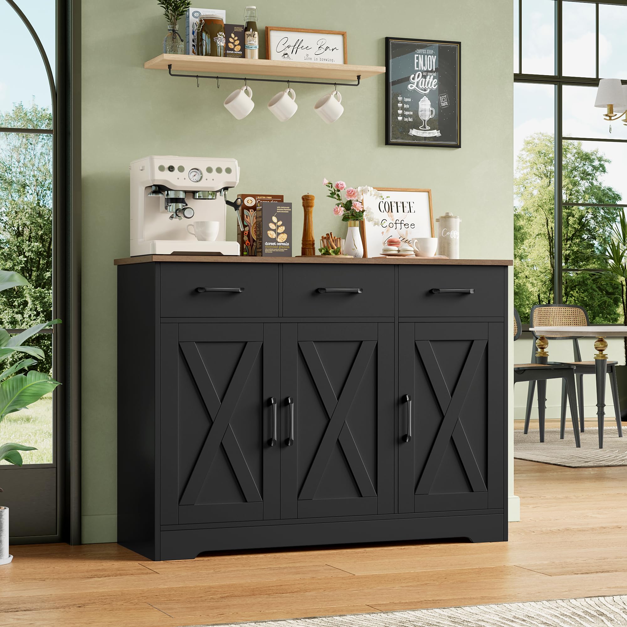 Kast Industrial Mango - 3 deuren 3 lades - Gratis thuisbezorgd - Houten Meubel Outlet