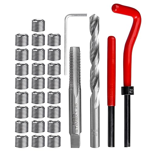 Yakamoz Kit de reparación de roscas M8 métricas M8 x 1.25 inserciones de bobina helicoidal reparación de rosca pelada roscas dañadas roscas roscas
