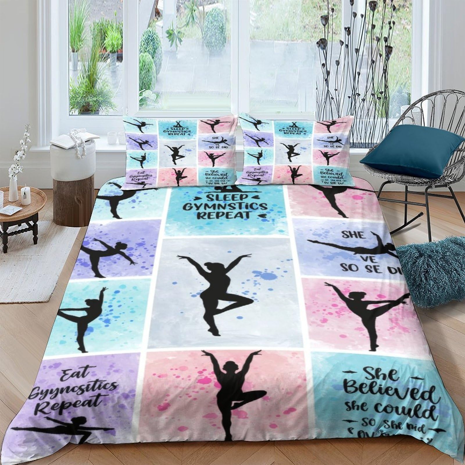 Ctjqhvkz Style-5 3D Printed Ballet Dancer Fitted Sheet Microfiber Soft Colorful Inspirational Quote Mattress Cover For Bedroom Dorm Decor Single（135X200cm）