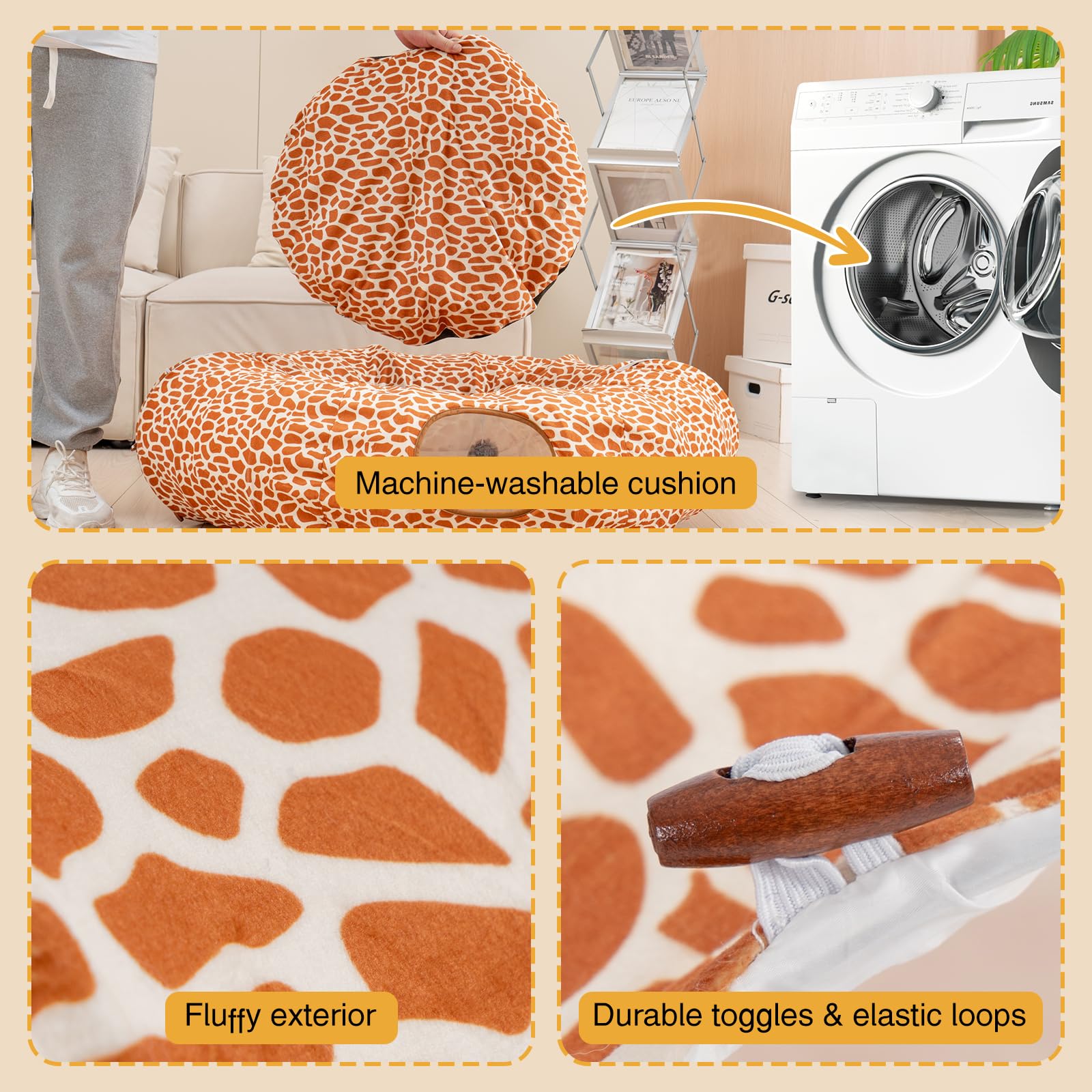 Avont Lit tunnel pour chat avec coussin central lavable – Grand tunnel pour chat – 3 formes pour jouer pour l'intérieur, chats, chatons, chiots, furets, lit rond en peluche moelleux avec tunnels –
