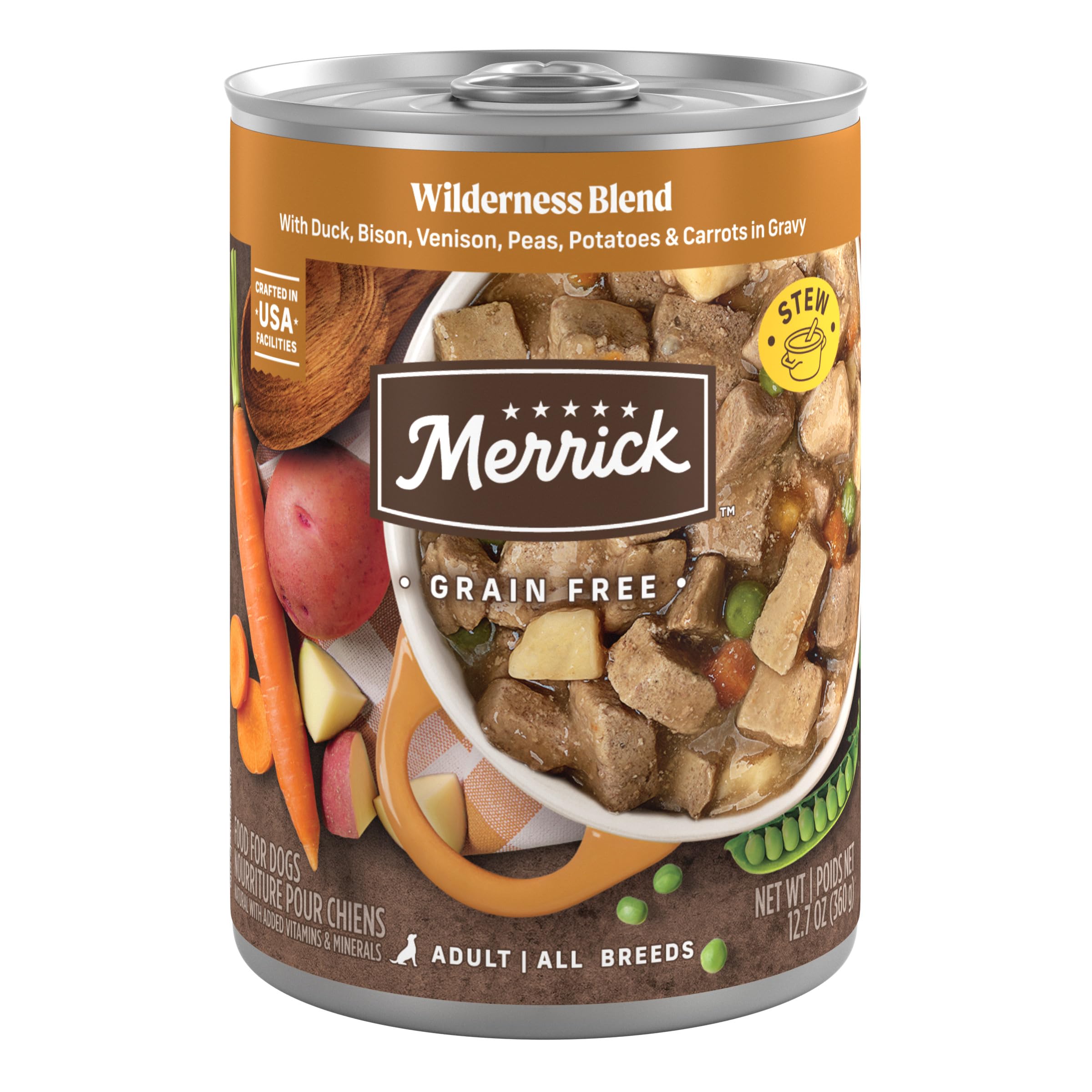 Merrick Grain Free Wet Dog Food Wilderness Blend - (12) 12.7 oz. Cans (Adult Favorites)
