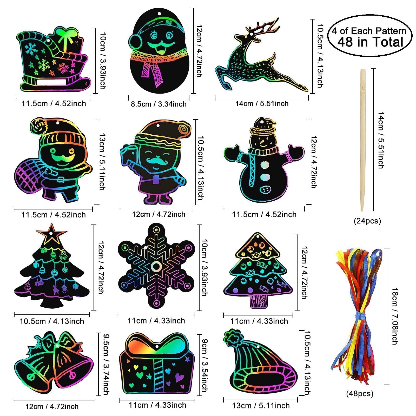 Halloween Kratzbilder Set - 48 Stück Kürbis Scratch Art Mit Stiften & Bändern