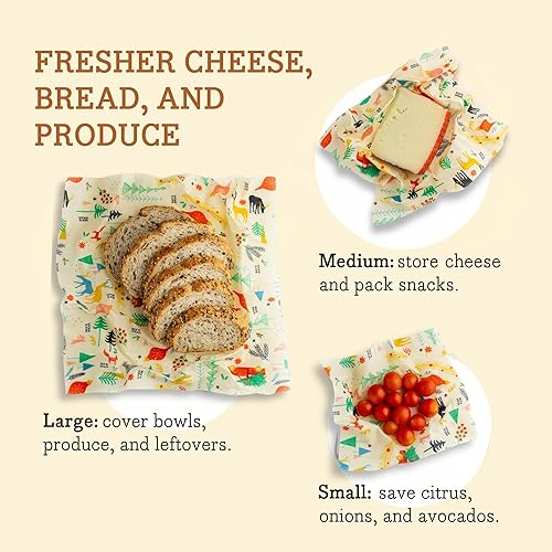 Miniatura 60 de Bee's Wrap, paquete variado de 3 envoltorios ecológicos y reutilizables para transportar comida Paquete de 3 panales