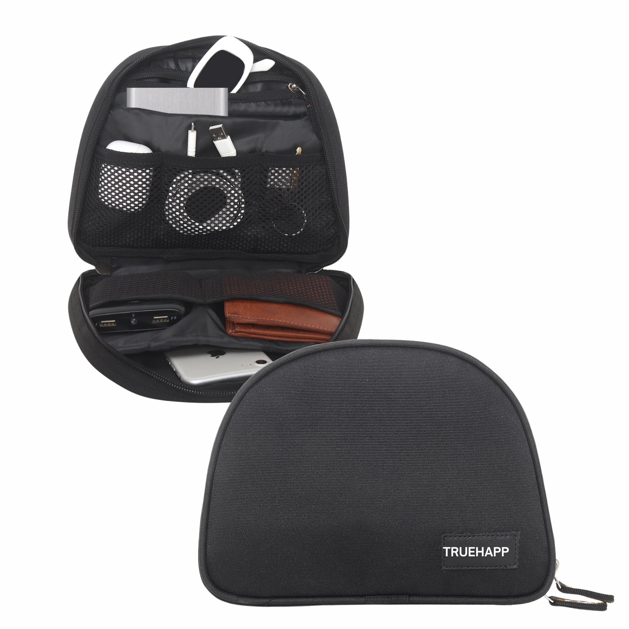 TrueHapp Multipurpose Travel Tech Pouch Kit Bag Organizer for Tech Accessories Passport Cash Charger Adopter Hard Drive Power Bank Zipper Kit Bag Pouch with (Free Multipurpose 1 Kit Bag) (Black) (B0D2W6QR9Z) Amazon Price History, Amazon Price Tracker