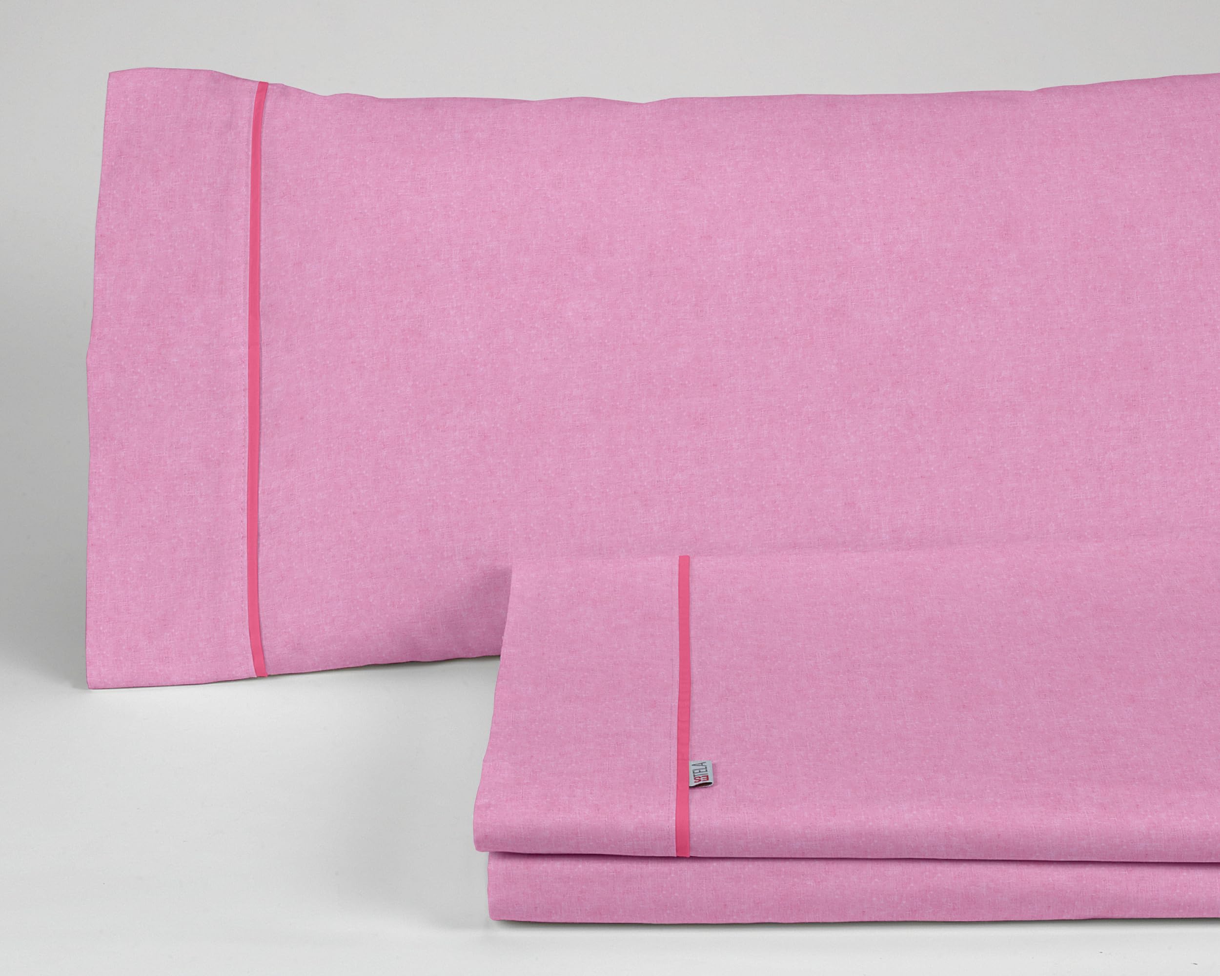 Juego de sábanas serie Alba color Chicle. Cama de 200. 4 piezas