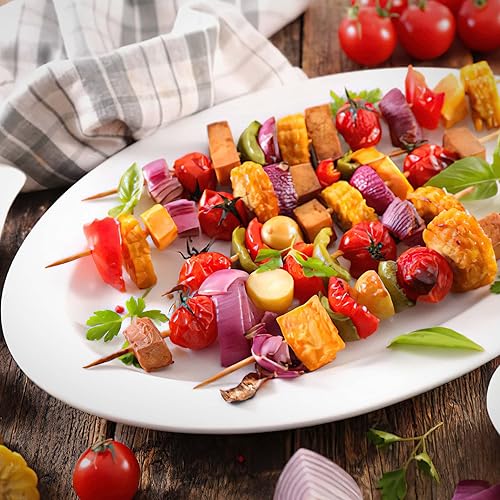 Miniatura 5 de Pinchos de bambú de 8 pulgadas, 100 palillos de dientes de aperitivo de alimentos, palillos de madera de bambú para barbacoa, pollo yakitori,