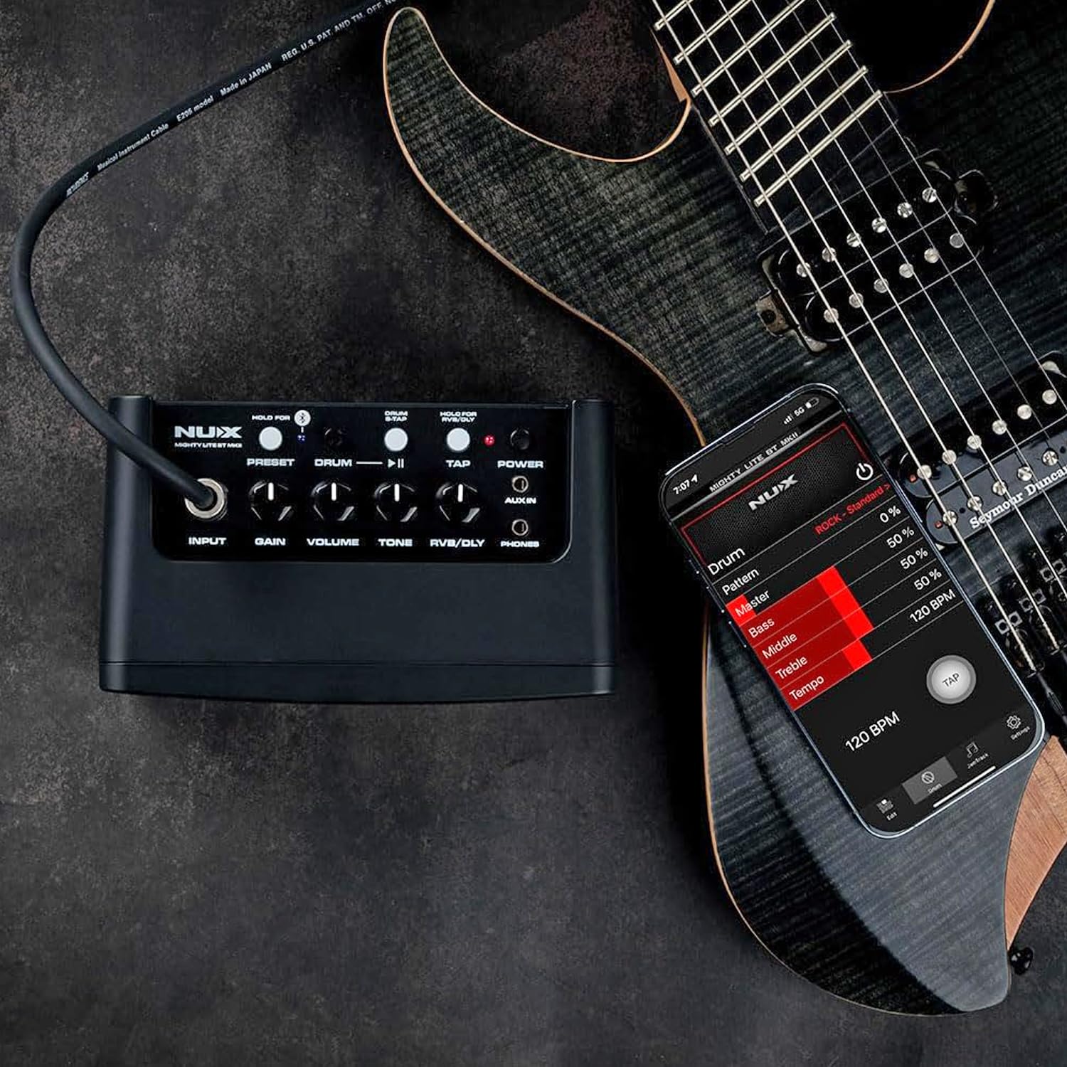 Nux Mighty Lite BT MKII - Amplificatore per chitarra elettrica e basso, con cavo jack Keepdrum
