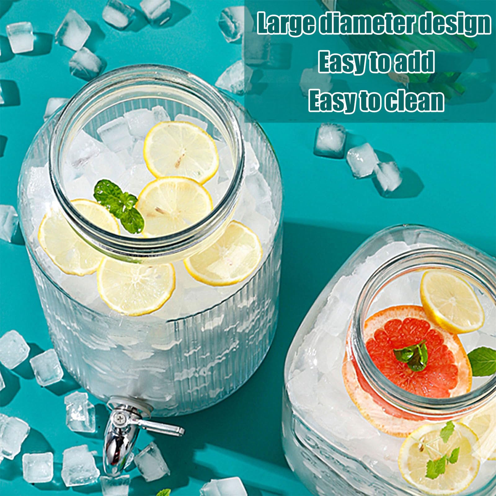 Glaskaraffe,Glaskaraffe Mit Deckel,Glaskrug Mit Wasserhahn Und Deckel Aus,Getränkekaraffe Glaskrug Für Kalt & Heiß Wasser Eistee Kaffee Milch Saft,Abs Faucet,5.5L