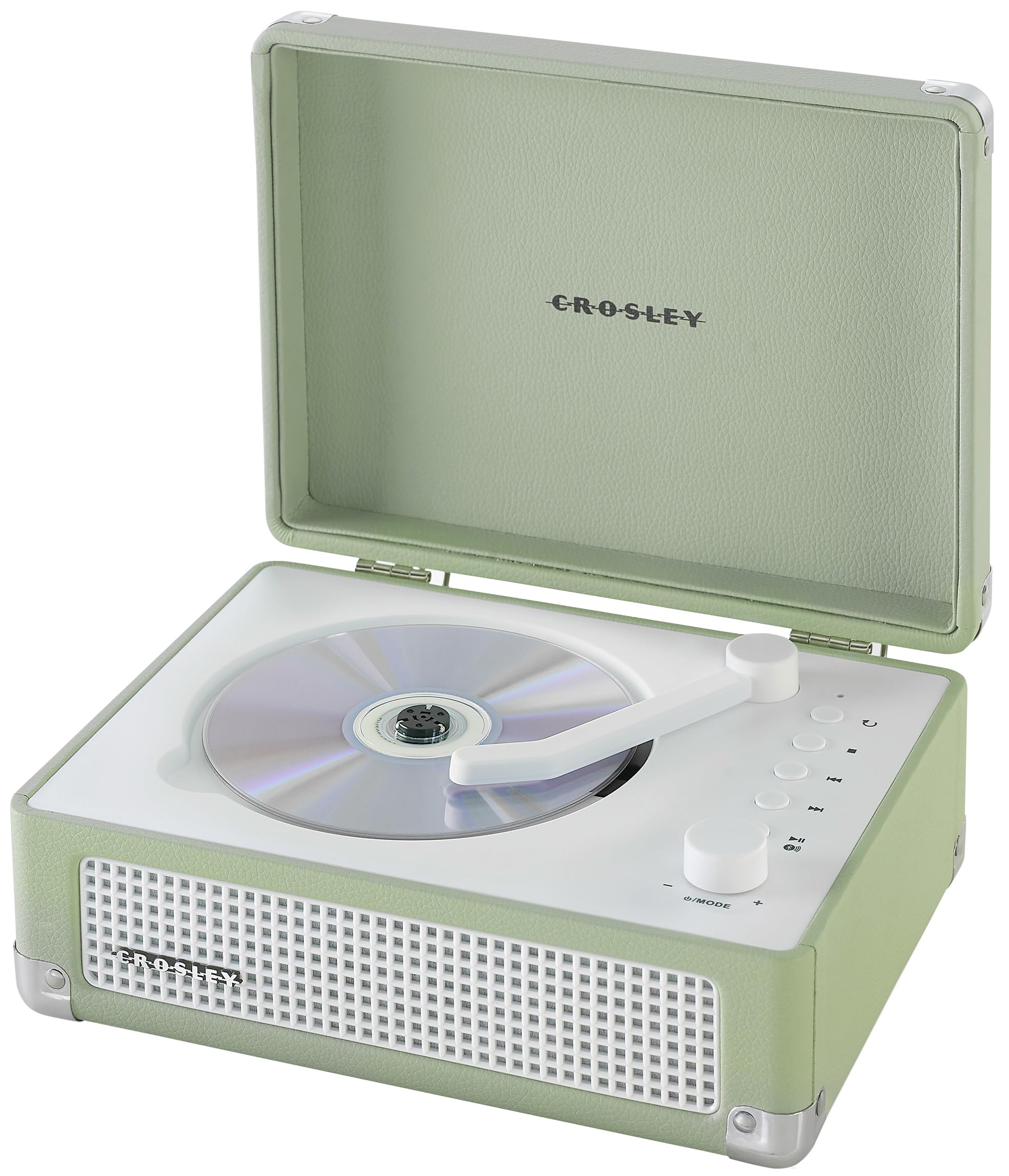 Crosley CR3505A-MT Cruiser Lecteur CD Portable rétro avec Haut-parleurs stéréo Bluetooth et Radio FM, Menthe | Haut-parleurs stéréo intégrés et radio FM - Lecteurs CD rechargeables pour la maison, design vintage valise