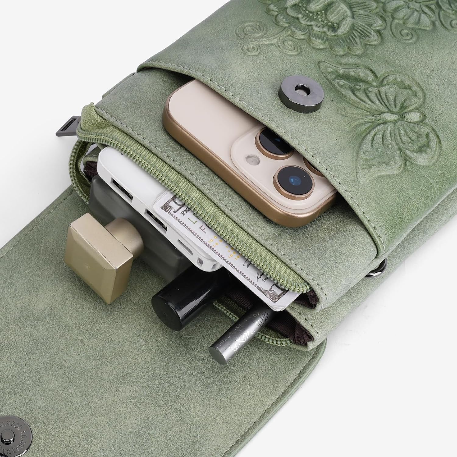 Small Crossbody Bags for Women Trendy Vegan Leather Cell Phone Bag Embossed Flower Design Wallet Purses with Strap