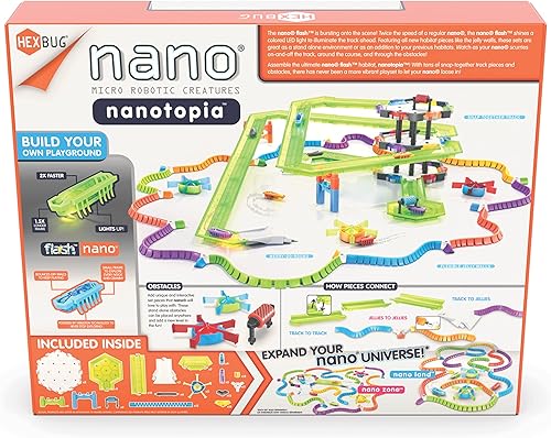 Miniatura 8 de HEXBUG Nanotopia, juguetes sensoriales para niños y gatos con más de 130 piezas y 7 nanoinsectos, kits STEM y mini robot de juguete para niños a
