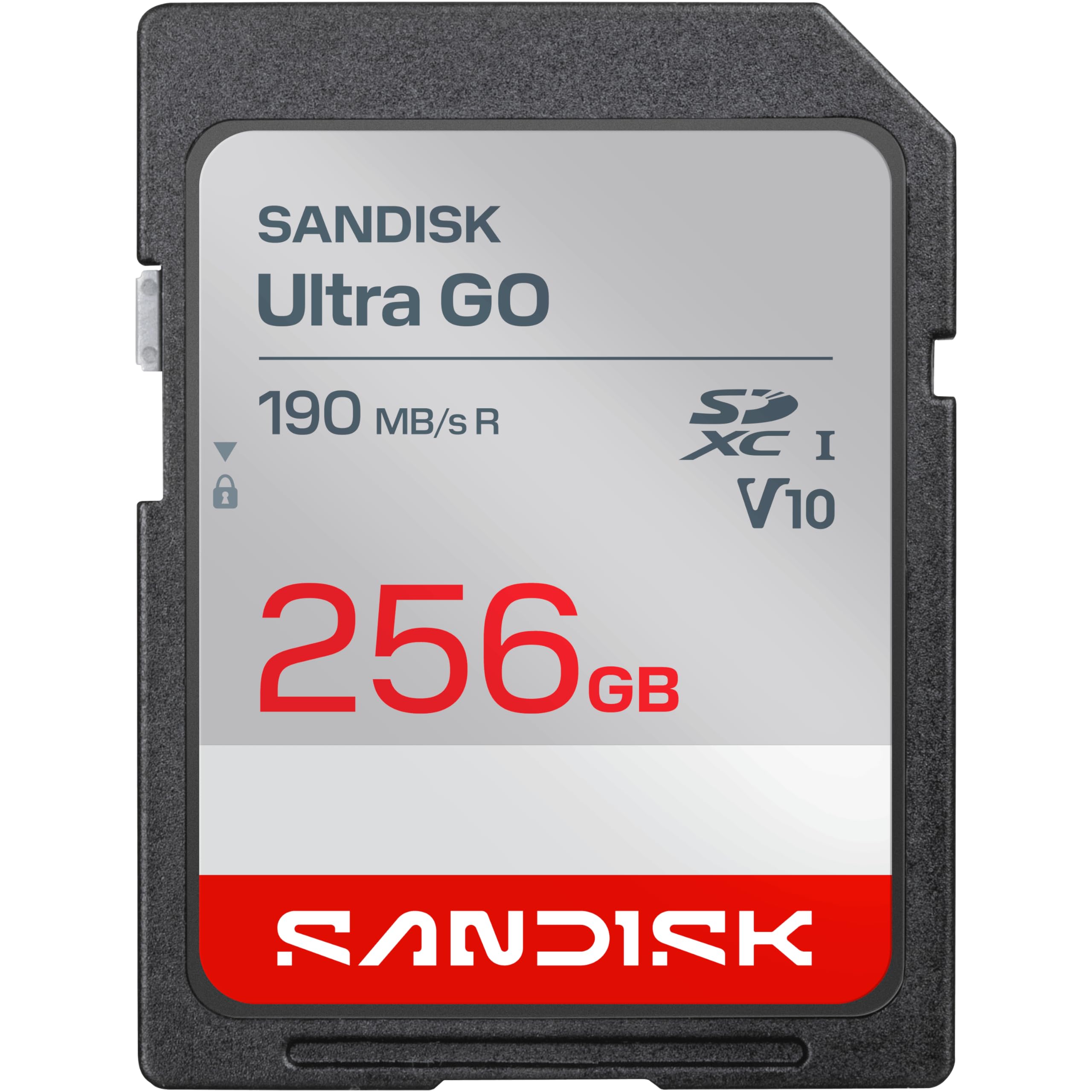 SANDISK Ultra Go Scheda SD UHS-I da 256 GB, velocità di lettura fino a 190 MB/s, registrazione video Full HD, scheda di memoria per fotocamera DSLR e fotocamera mirrorless