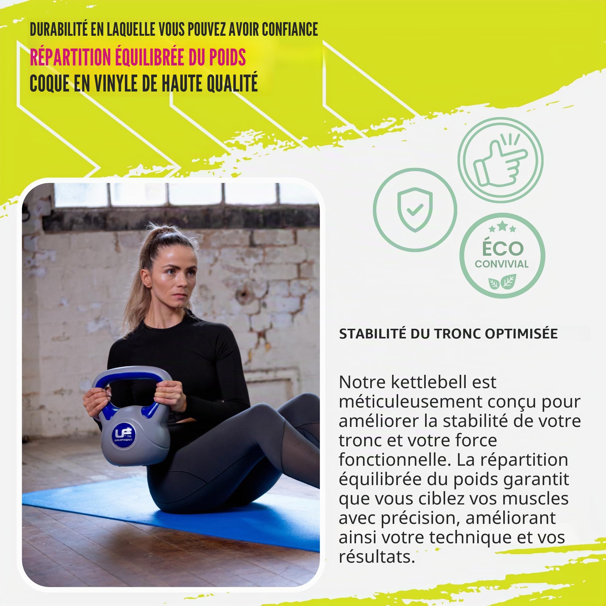 Kettlebell en Vinyle, 12 kg, Bleu Marine