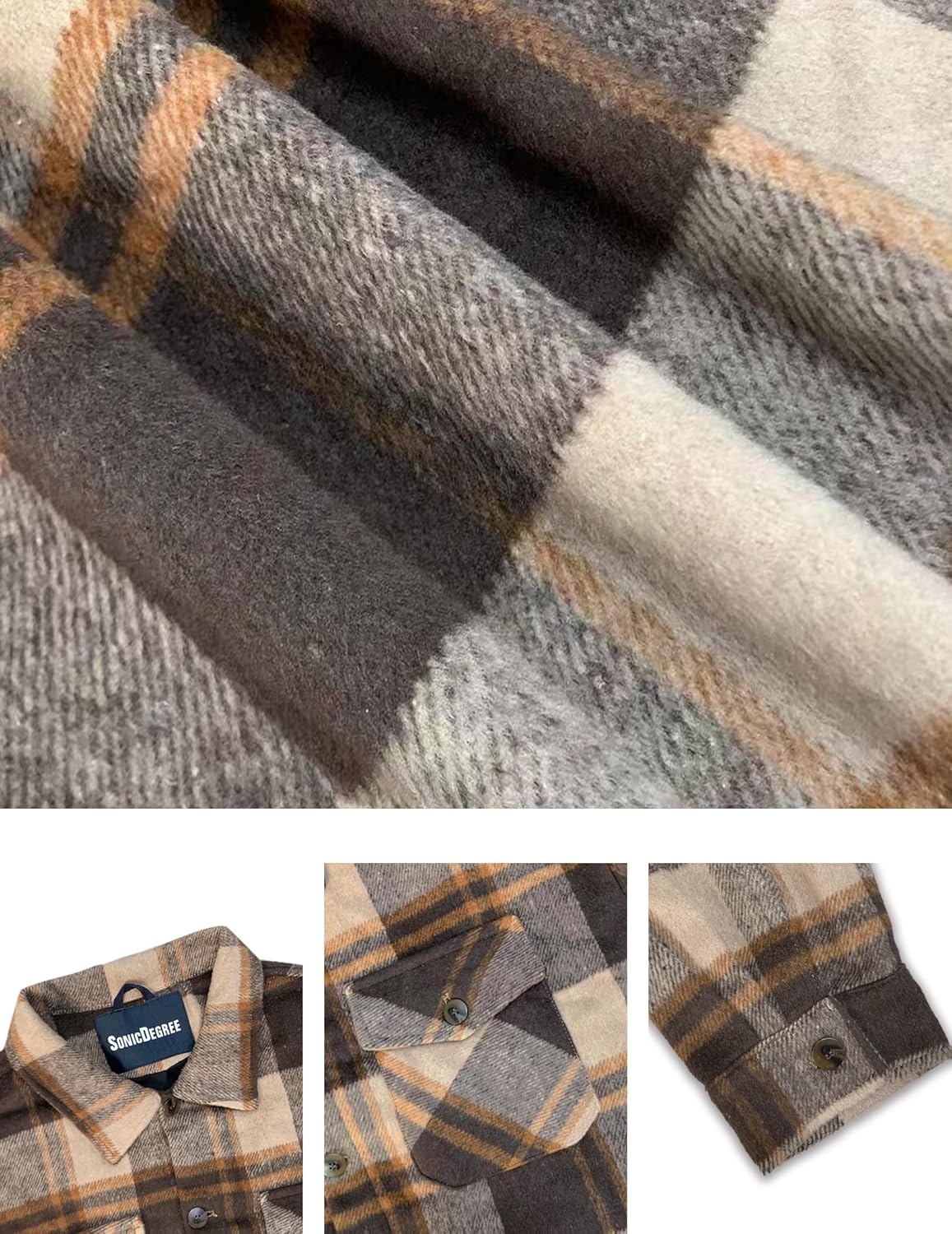 Men Flannel Shirt Big and Tall Plaid Shirt Jacket Long Sleeve Button Soft Brushed Shacket, 3XL-7XL - Image 4