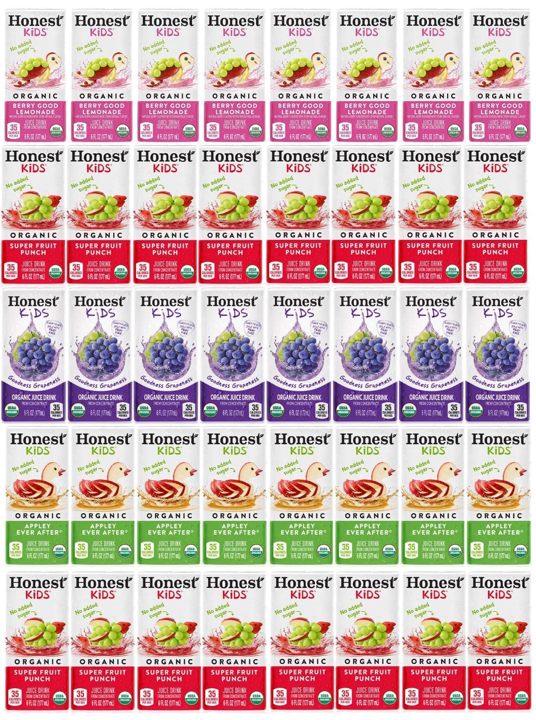 Generic Honest Kids Organic Juice Drink Assorted Variety Pack, 6 Fl Oz, (40 Count)