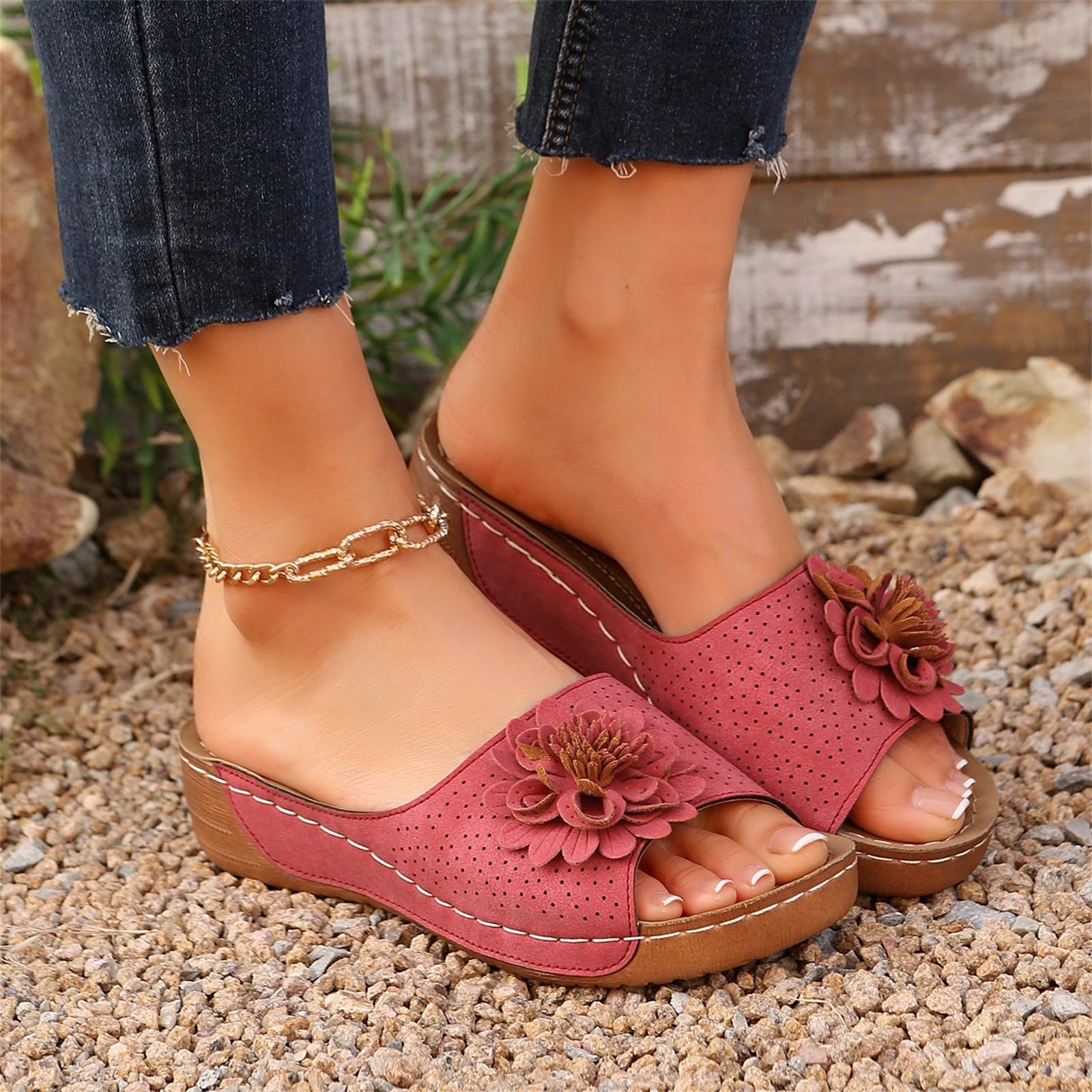 Zapatos abiertos mujer verano con cuña - Chanclas de playa