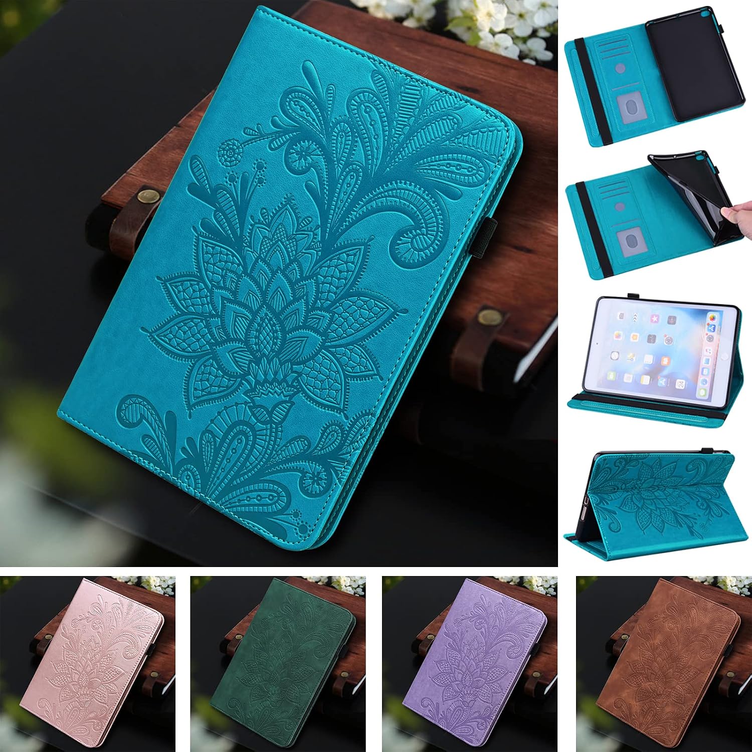Case for iPad (A16) 11th Generation 11 Inch (2025), iPad 10th Generation 10.9 Inch (2022), Embossed PU Leather Stand case with Auto Wake/Sleep, Pen Holder & Card Slots-Blue