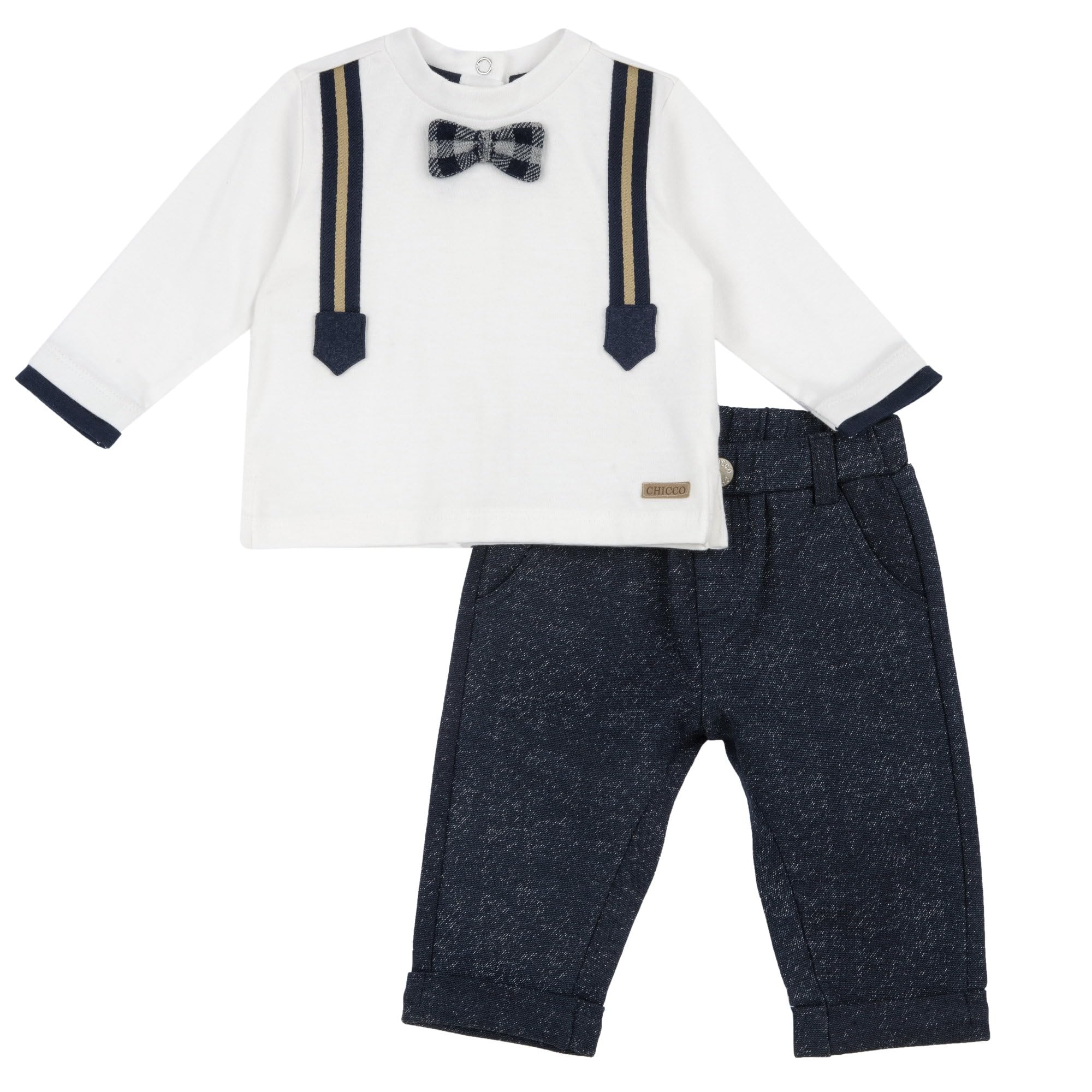 Chicco, Completino per neonato con papillon a quadri, Multicolore, 12 mesi