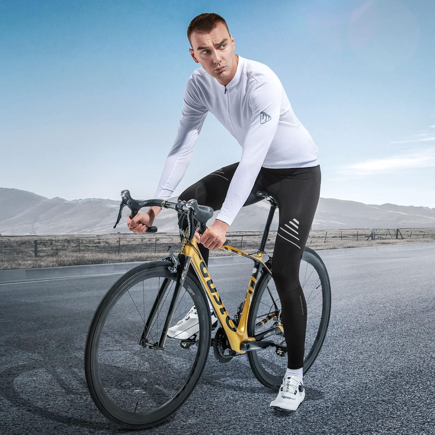 Santic Men's Bike Pants Long 4D Padded Cycling Tights Leggings Outdoor Riding Pants with Zipper Pockets - Image 5