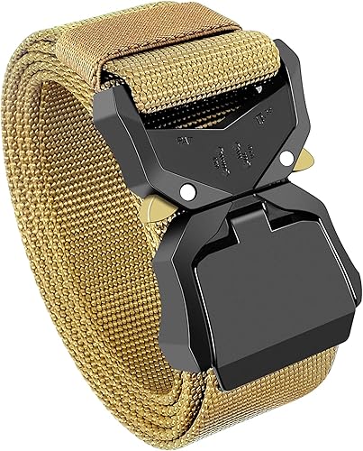 Miniatura 7 de FAIRWIN Cinturón táctico, estilo militar, con hebilla de metal de liberación rápida y resistente