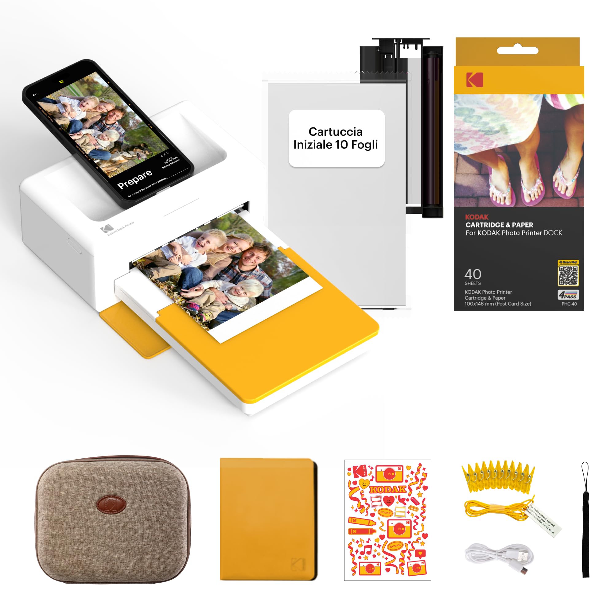 Kodak Dock Plus PD460 Regalo di Natale, Stampante Fotografica Portatile per Smartphone, 10 x 15 cm, Confezione di Accessori da 90 Carte Fotografiche