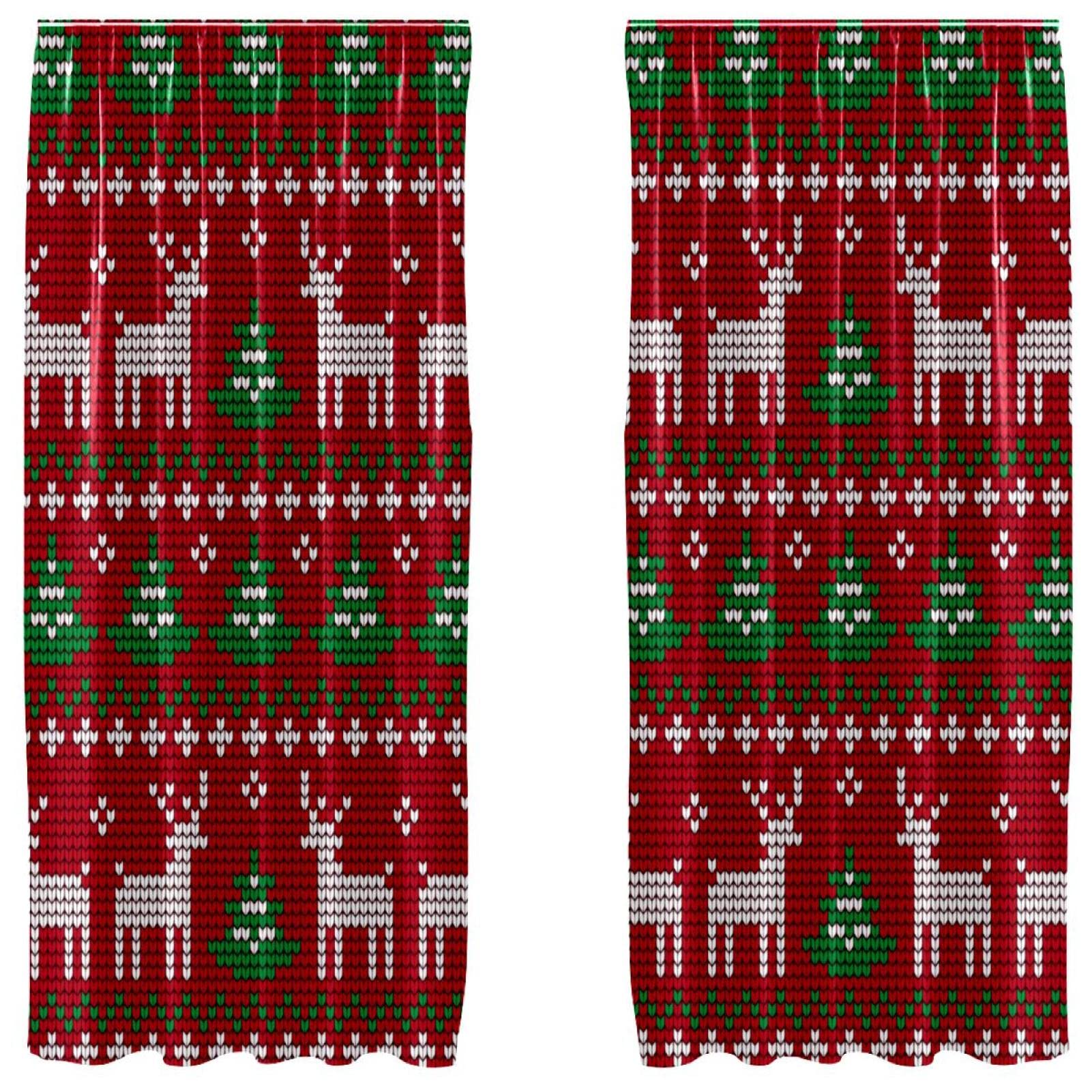 Rideau de Noël rouge passe-tringle 140x213cm pour déco rapide