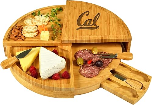 NCAA California Golden Bears Tabla de queso de bambú para charcutería con juego de cuchillos y marcadores de queso por Picnic at Ascot