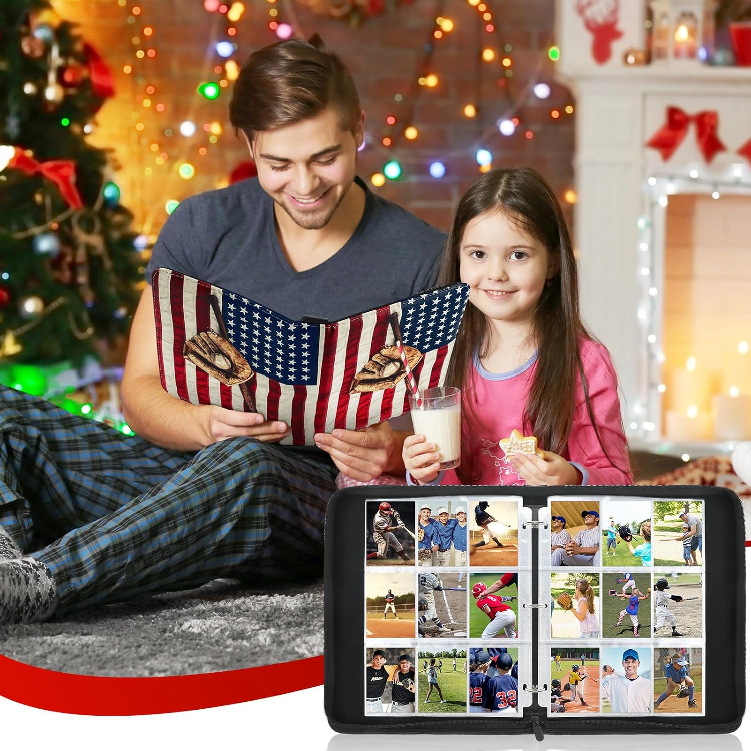 Baseball Cards Binder 250th Universary Gift Trading Card Binder with Sleeves 900 Pockets 50 Double-sided 9-pocket Pages Gifts for Baseball Cards Collectors