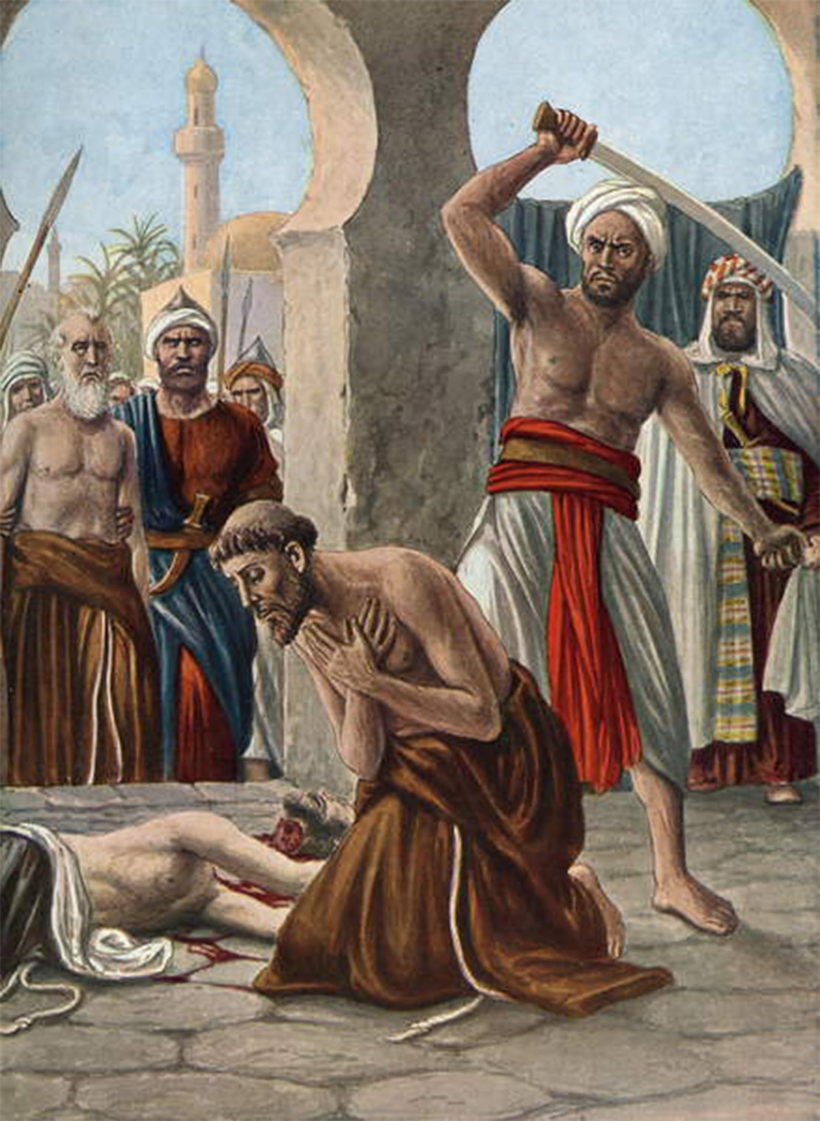 SERENDIPITP Vintage Picture Print on Canvas Wall Art Poster Martyrdom of Christian Missionaries in India by Tancredi Scarpelli Artwork Print Poster for Wall Decor 60x90cm