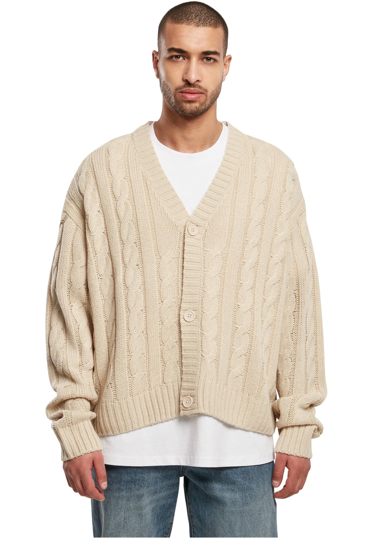Urban Classics Men's Boxy Cardigan Sweatshirts, softseagrass, 4XL