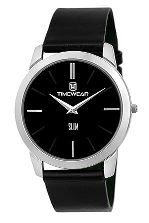 TIMEWEAR Analog Slim Two Hands Leather Strap Watch for Men