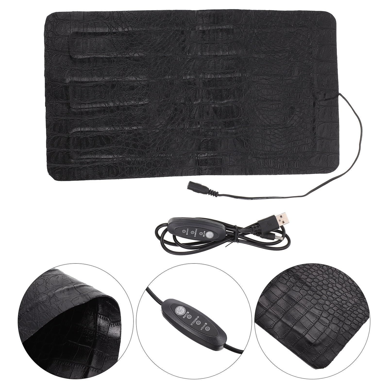 POPETPOP Alfombrilla Calefactable para Reptiles Control de Temperatura USB de 3 Niveles, Manta Térmica Portátil para Mascotas y Uso al Aire Libre