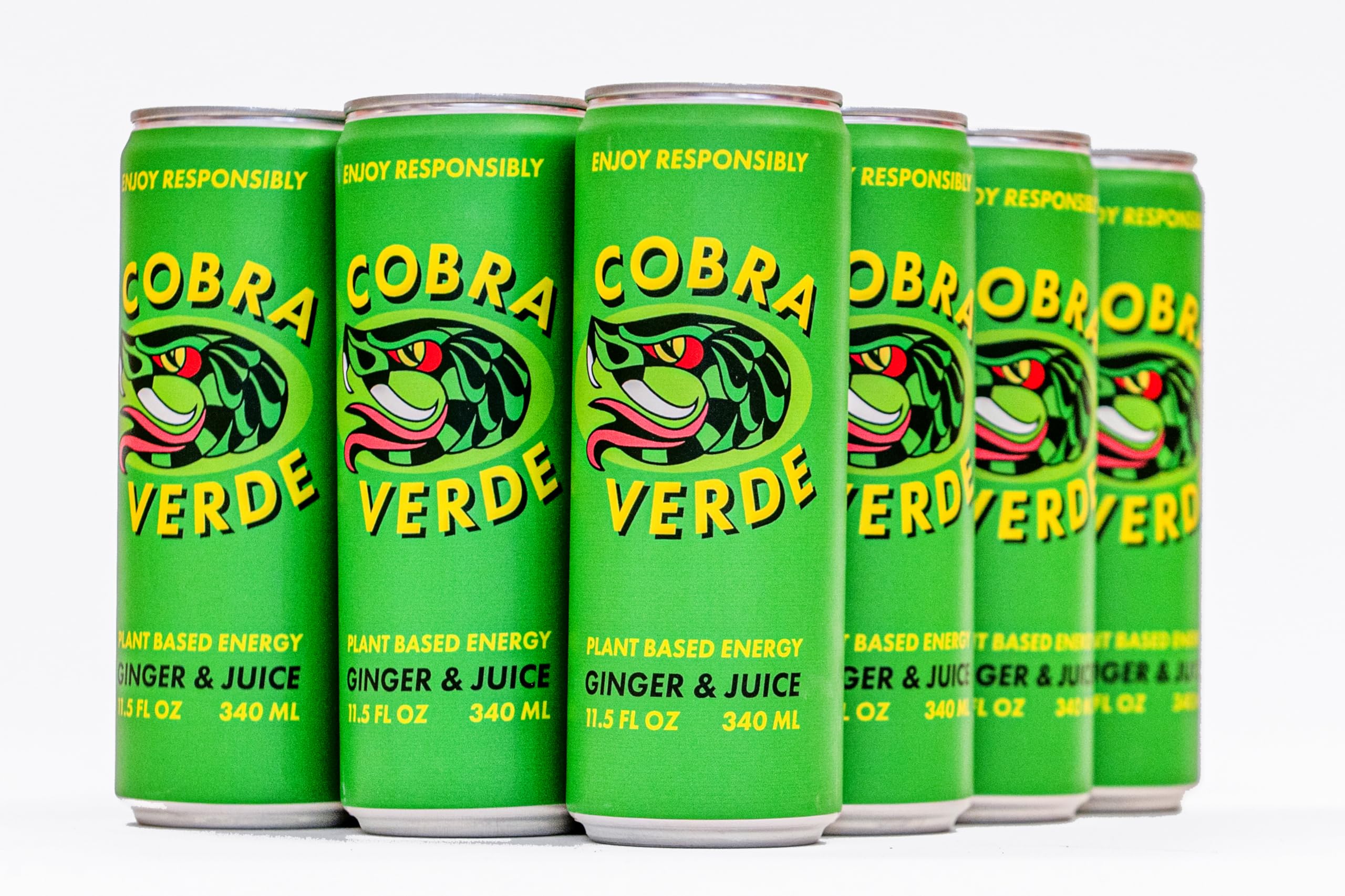 Cobra Verde 11.5oz - Green Coffee with Unroasted Coffee Beans - All Natural Carbonated Energy Drink with 180mg Caffeine - Green Coffee Energy