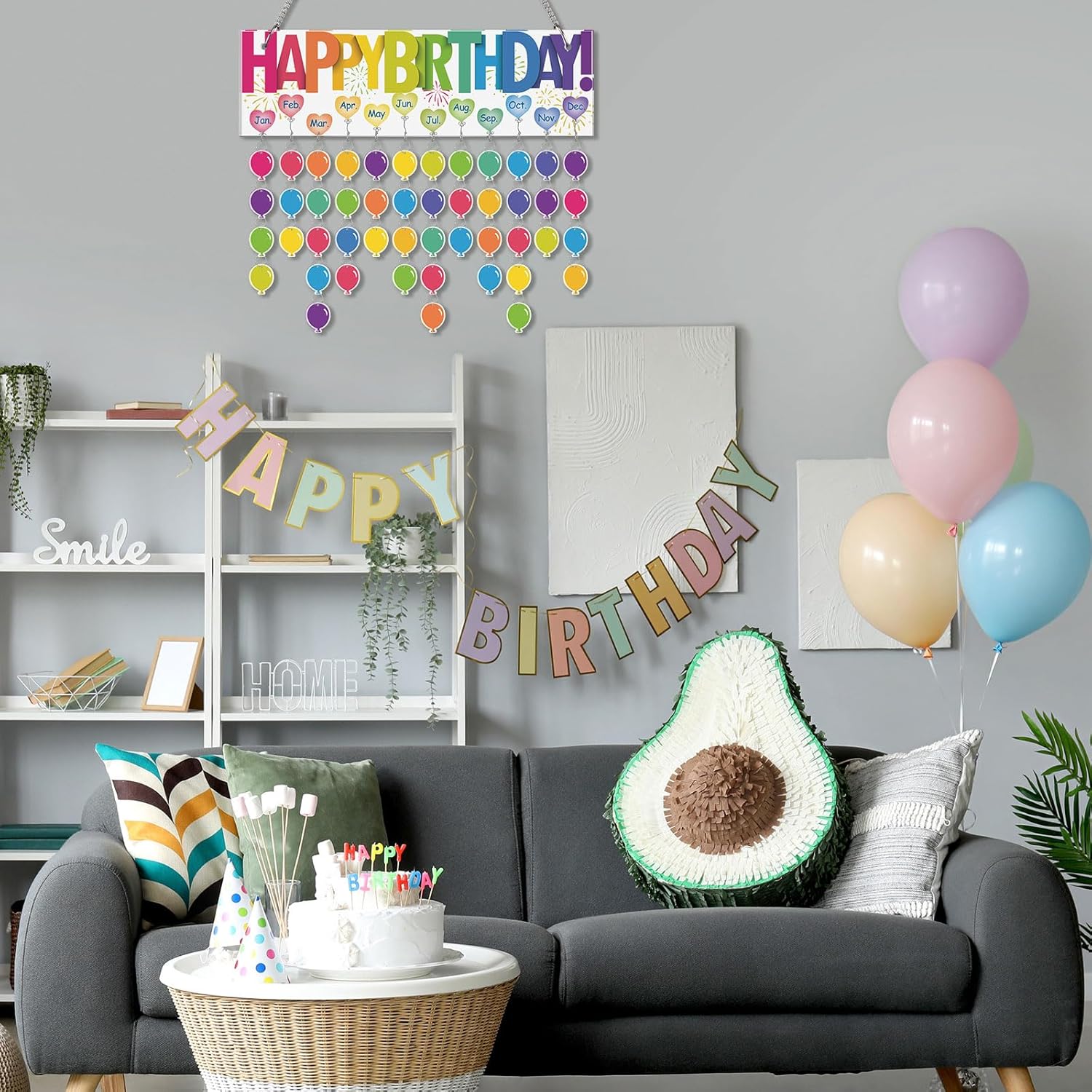Eersida Birthday Calendar Wall Hanging Family Birthday Plaque with Tags Gifts for Mom Grandma Classroom Reminder Calendar Board with 120 Tags for Mother's Day Home Office(Classic Color)