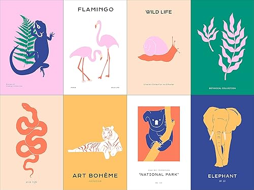 Miniatura 5 de 40 Piece Wild Life Minimal Contemporary Modern Art Collage Kit - Teen Room Wall, Coastal Dormitory Bedroom Decorations, Nautical Graphic Simplicity