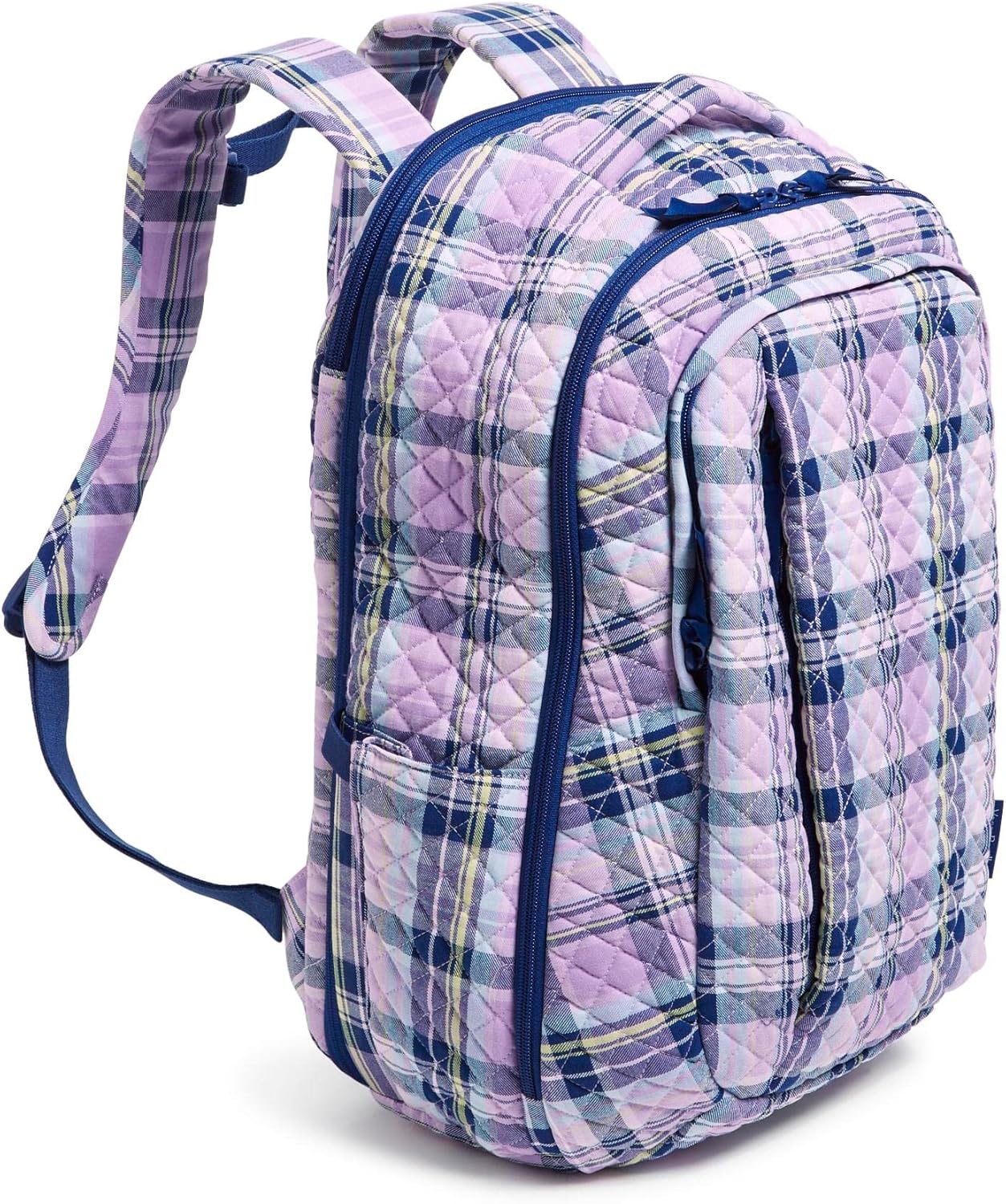 Vera Bradley Women's Cotton Large Travel Backpack Travel Bag, Amethyst Plaid - Recycled Cotton, One Size - Image 3